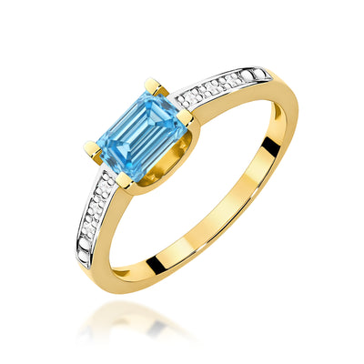 Inel Aur 14K cu Diamante Albastre de Laborator 0.53 ct