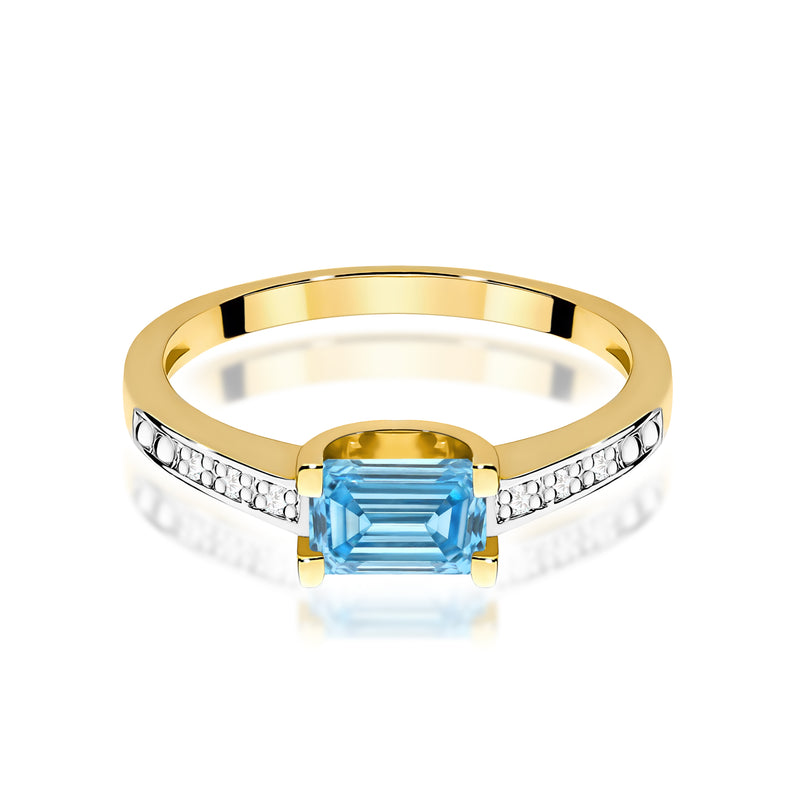 Inel Aur 14K cu Diamante Albastre de Laborator 0.53 ct, imaginea 2 din 12