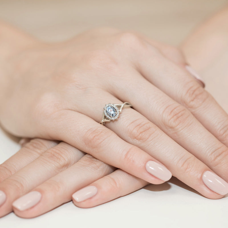 Inel Aur 14K cu Diamante Albastre de Laborator 0.62 ct, imaginea 12 din 12