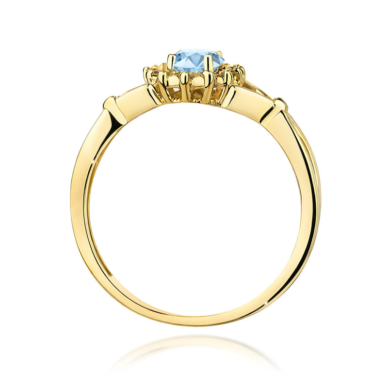 Inel Aur 14K cu Diamante Albastre de Laborator 0.62 ct, imaginea 3 din 12