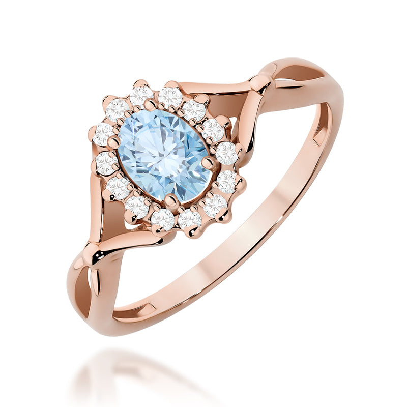 Inel Aur 14K cu Diamante Albastre de Laborator 0.62 ct, imaginea 5 din 12