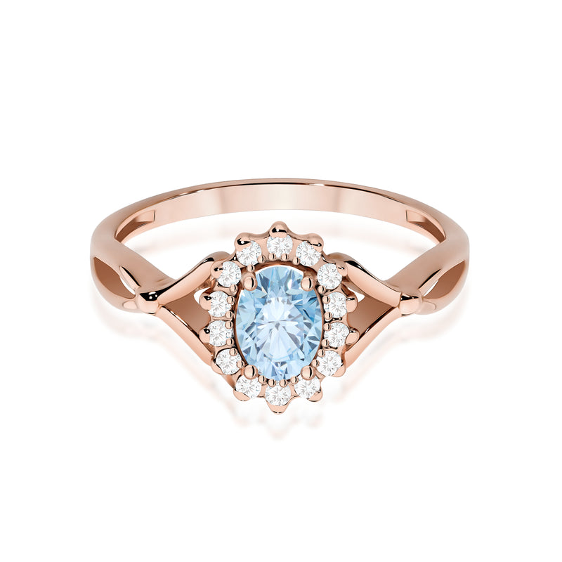 Inel Aur 14K cu Diamante Albastre de Laborator 0.62 ct, imaginea 6 din 12
