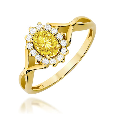 Inel Aur 14K cu Diamante Galbene de Laborator 0.62 ct