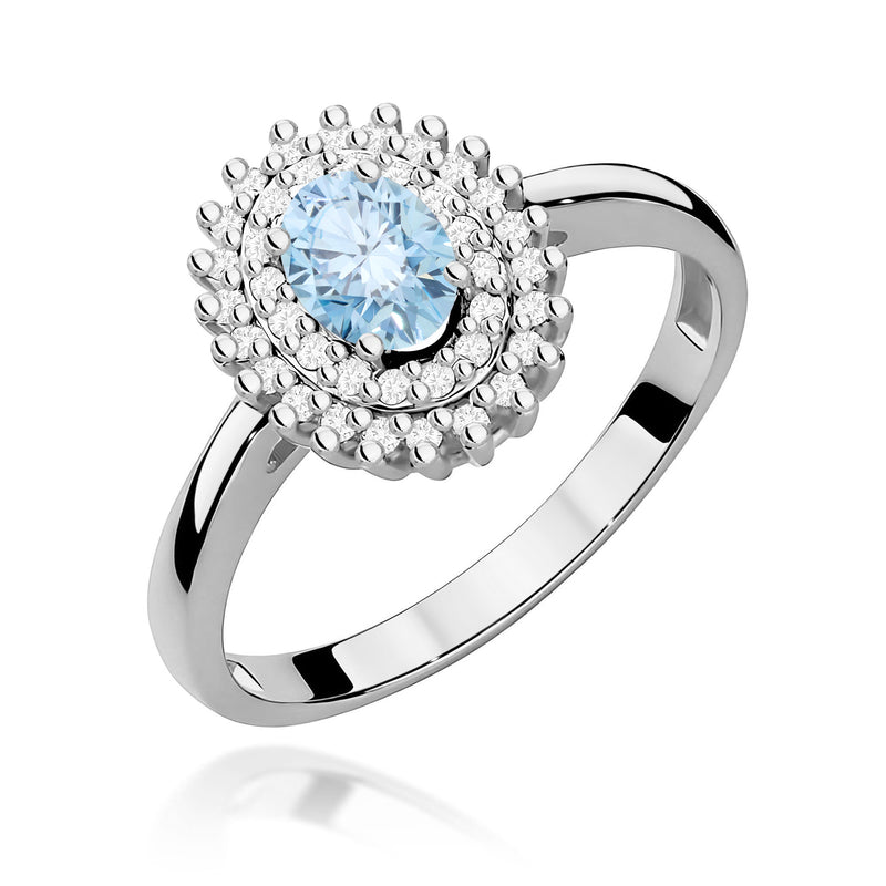 Inel Aur 14K cu Diamante Albastre de Laborator 0.70 ct, imaginea 9 din 12