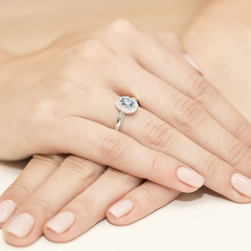 Inel Aur 14K cu Diamante Albastre de Laborator 0.57 ct, imaginea 12 din 12