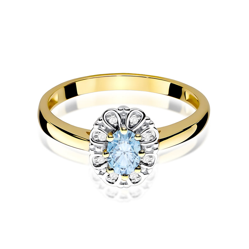 Inel Aur 14K cu Diamante Albastre de Laborator 0.57 ct, imaginea 2 din 12