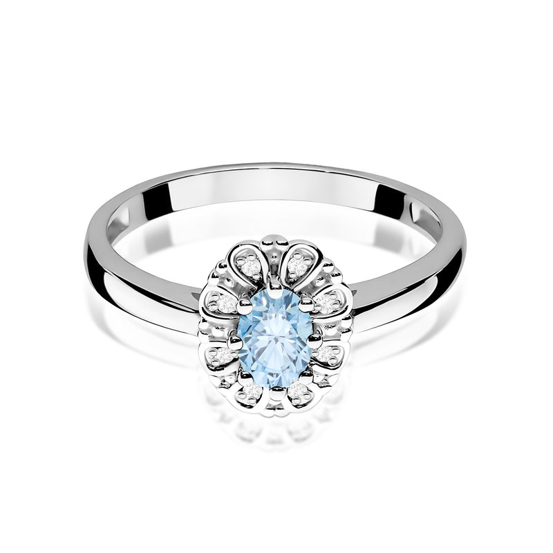 Inel Aur 14K cu Diamante Albastre de Laborator 0.57 ct, imaginea 10 din 12