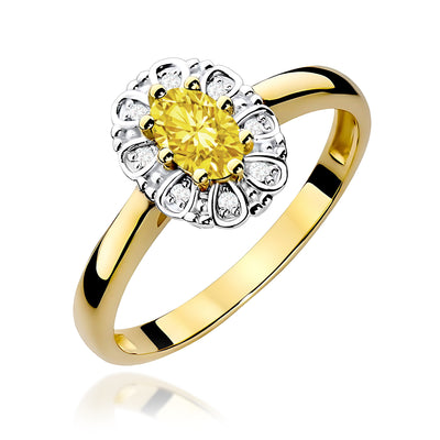 Inel Aur 14K cu Diamante Galbene de Laborator 0.57 ct