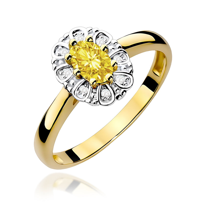 Inel Aur 14K cu Diamante Galbene de Laborator 0.57 ct — Aur galben