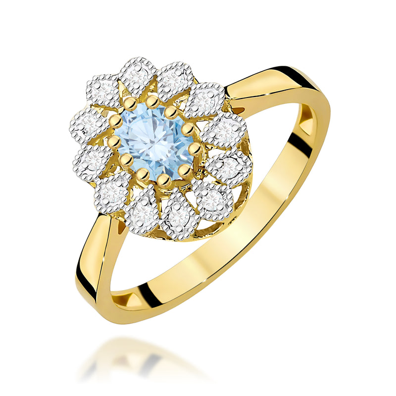 Inel Aur 14K cu Diamante Albastre de Laborator 0.60 ct — Aur galben