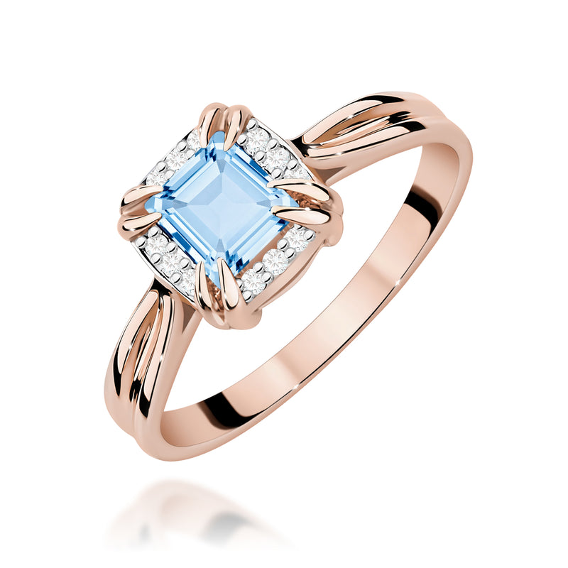 Inel Aur 14K cu Diamante Albastre de Laborator 0.56 ct, imaginea 5 din 12