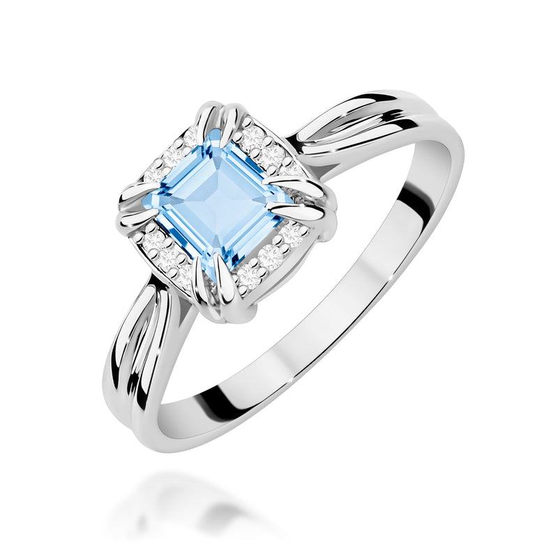 Inel Aur 14K cu Diamante Albastre de Laborator 0.56 ct, imaginea 9 din 12