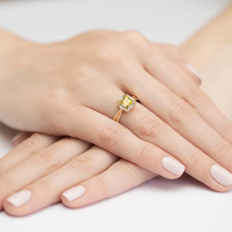 Inel Aur 14K cu Diamante Galbene de Laborator 0.56 ct, imaginea 4 din 12