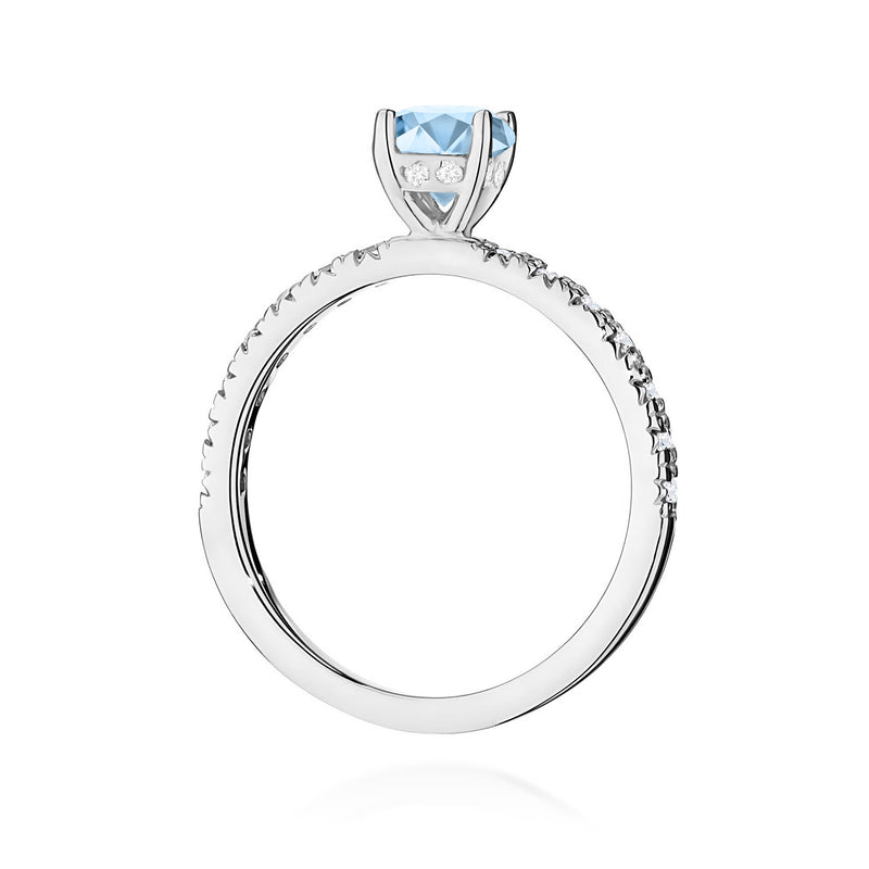 Inel Aur 14K cu Diamante Albastre de Laborator 0.74 ct, imaginea 11 din 12