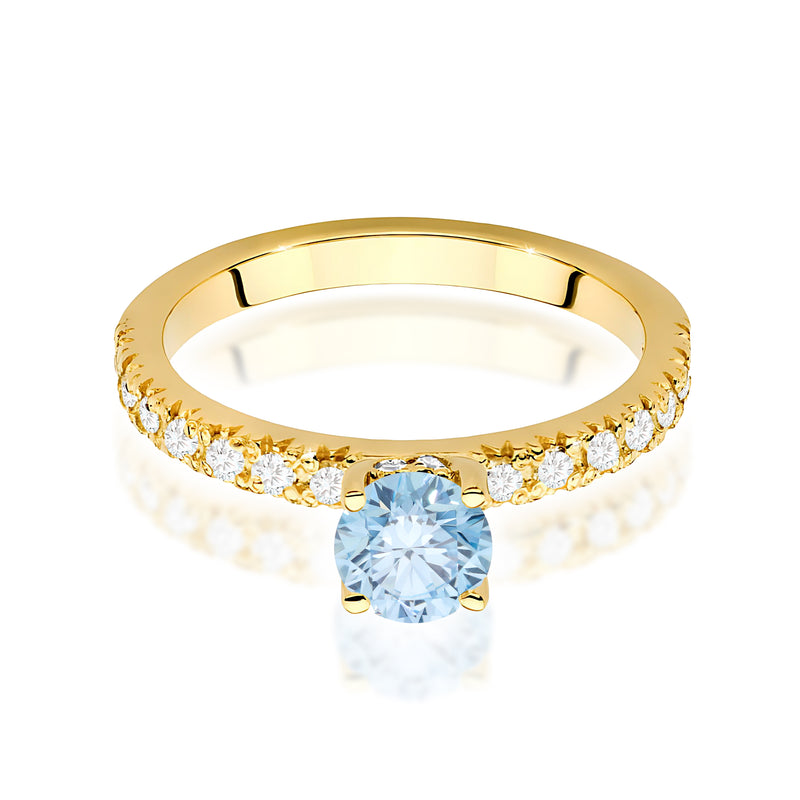 Inel Aur 14K cu Diamante Albastre de Laborator 0.74 ct, imaginea 2 din 12