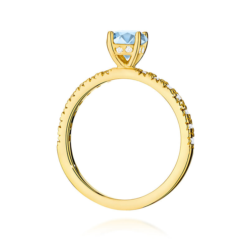 Inel Aur 14K cu Diamante Albastre de Laborator 0.74 ct, imaginea 3 din 12