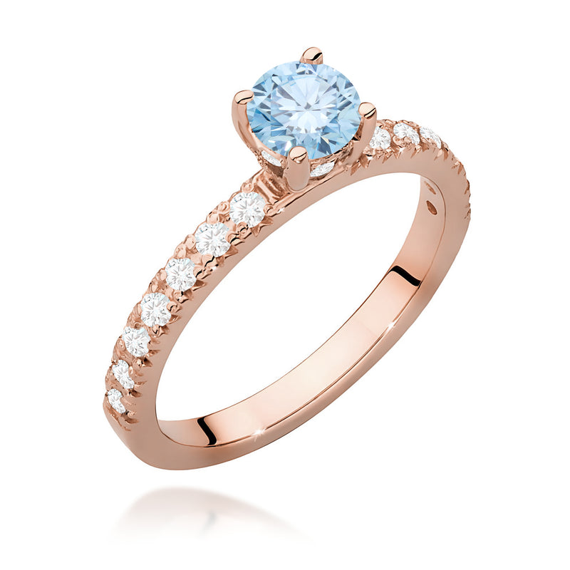 Inel Aur 14K cu Diamante Albastre de Laborator 0.74 ct, imaginea 5 din 12
