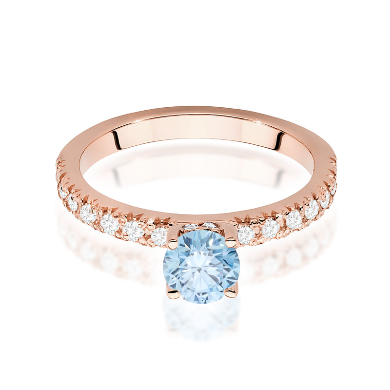 Inel Aur 14K cu Diamante Albastre de Laborator 0.74 ct, imaginea 6 din 12