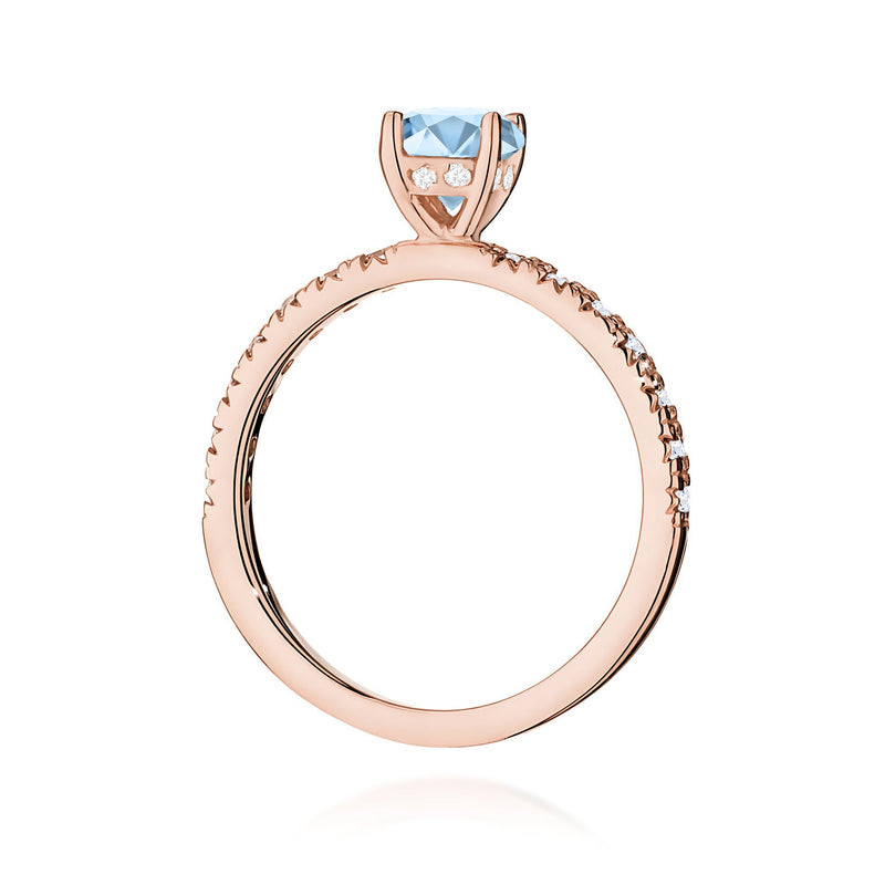 Inel Aur 14K cu Diamante Albastre de Laborator 0.74 ct, imaginea 7 din 12