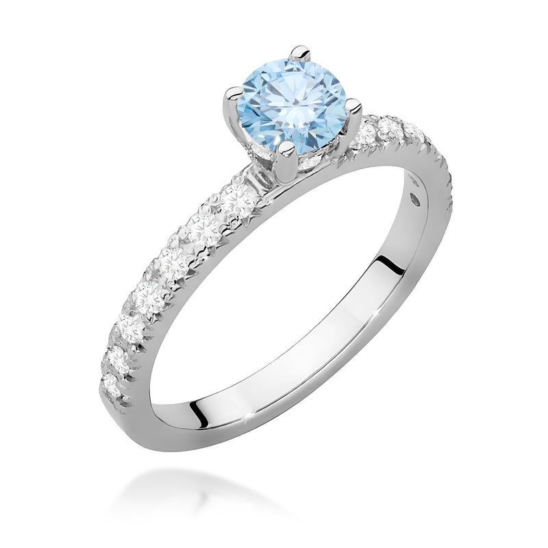 Inel Aur 14K cu Diamante Albastre de Laborator 0.74 ct, imaginea 9 din 12