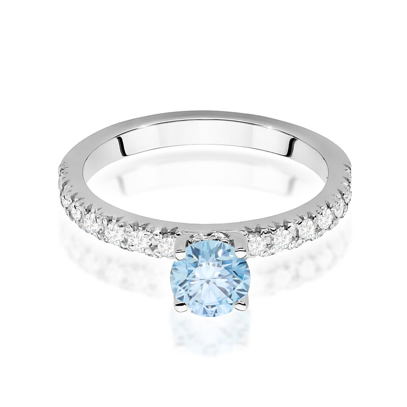 Inel Aur 14K cu Diamante Albastre de Laborator 0.74 ct, imaginea 10 din 12