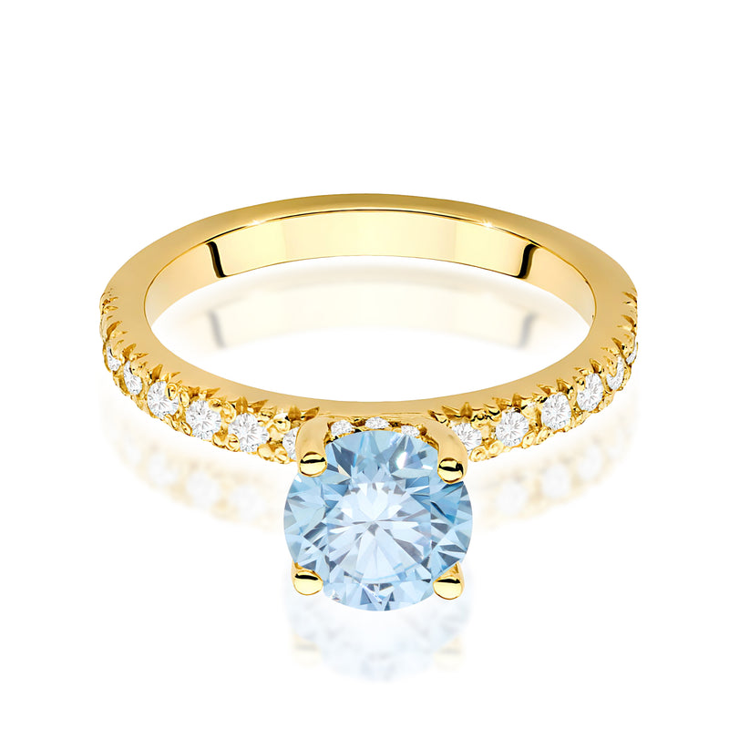Inel Aur 14K cu Diamante Albastre de Laborator 1.26 ct, imaginea 2 din 12