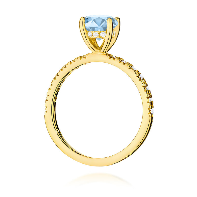 Inel Aur 14K cu Diamante Albastre de Laborator 1.26 ct, imaginea 3 din 12