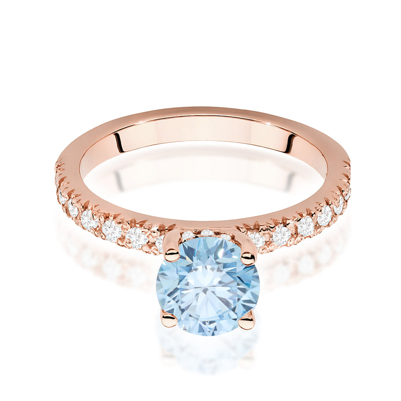Inel Aur 14K cu Diamante Albastre de Laborator 1.26 ct, imaginea 6 din 12