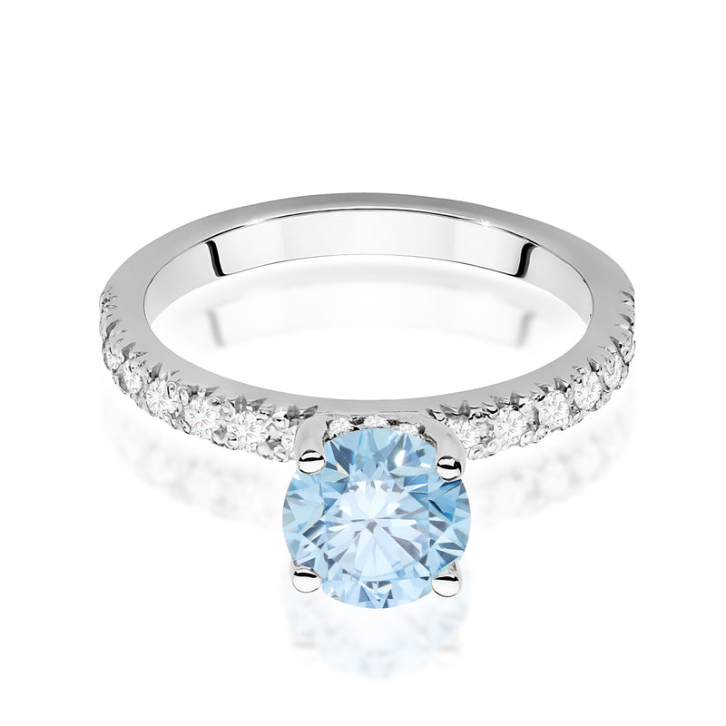 Inel Aur 14K cu Diamante Albastre de Laborator 1.26 ct, imaginea 10 din 12