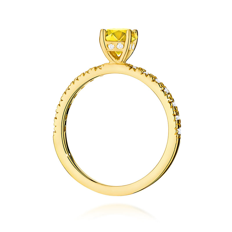 Inel Aur 14K cu Diamante Galbene de Laborator 0.74 ct, imaginea 3 din 12