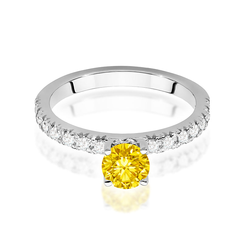 Inel Aur 14K cu Diamante Galbene de Laborator 0.74 ct, imaginea 10 din 12