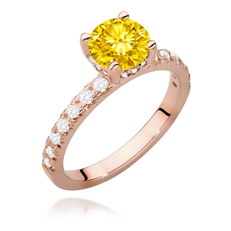 Inel Aur 14K cu Diamante Galbene de Laborator 1.26 ct, imaginea 5 din 12
