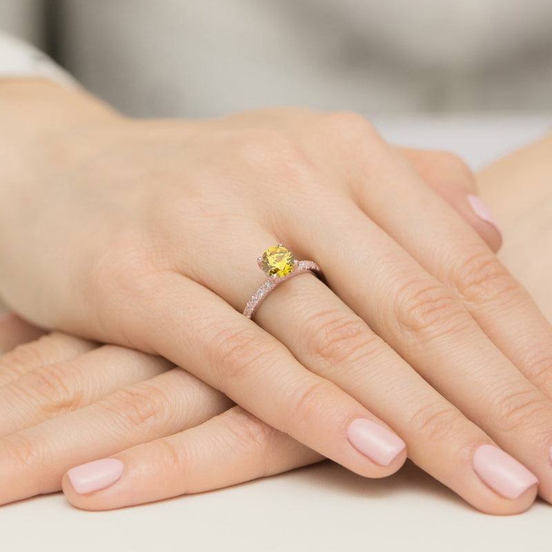 Inel Aur 14K cu Diamante Galbene de Laborator 1.26 ct, imaginea 8 din 12