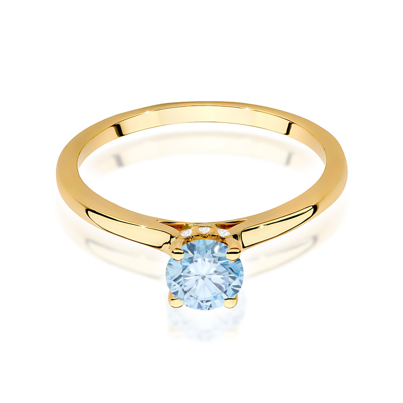Inel Aur 14K cu Diamante Albastre de Laborator 0.56 ct, imaginea 2 din 12