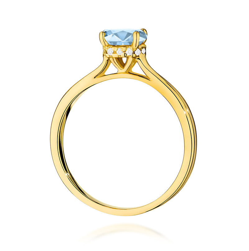 Inel Aur 14K cu Diamante Albastre de Laborator 1.07 ct, imaginea 3 din 12