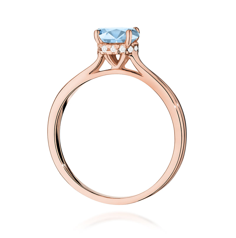 Inel Aur 14K cu Diamante Albastre de Laborator 1.07 ct, imaginea 7 din 12