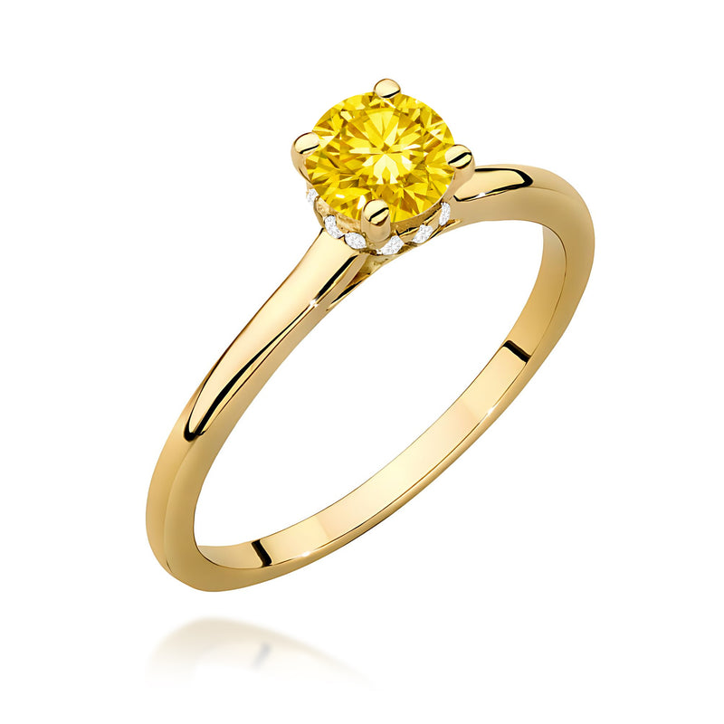 Inel Aur 14K cu Diamante Galbene de Laborator 0.56 ct — Aur galben