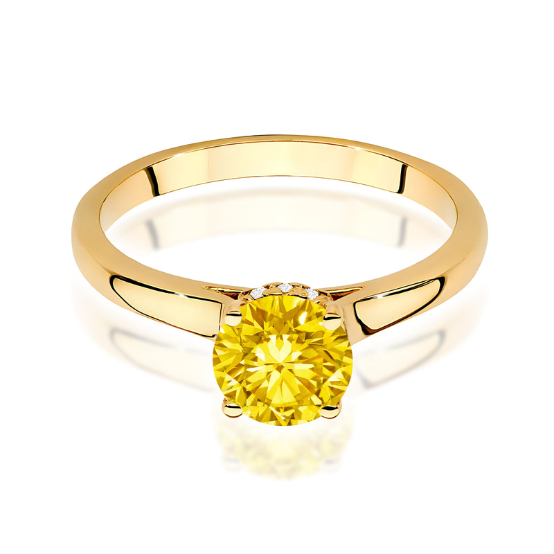 Inel Aur 14K cu Diamante Galbene de Laborator 1.07 ct, imaginea 2 din 12