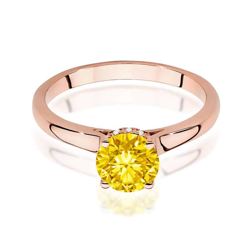 Inel Aur 14K cu Diamante Galbene de Laborator 1.07 ct, imaginea 6 din 12