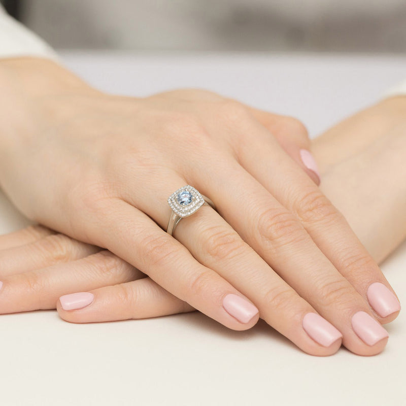 Inel Aur 14K cu Diamante Albastre de Laborator 0.78 ct, imaginea 12 din 12