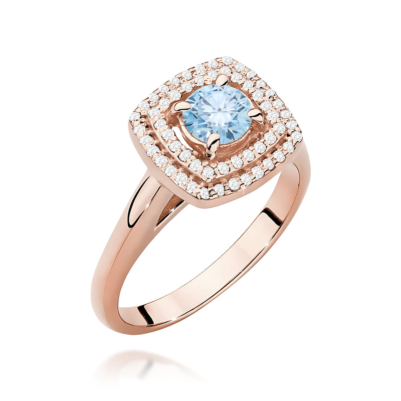 Inel Aur 14K cu Diamante Albastre de Laborator 0.78 ct, imaginea 5 din 12