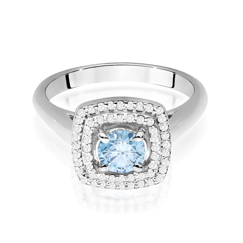 Inel Aur 14K cu Diamante Albastre de Laborator 0.78 ct, imaginea 10 din 12