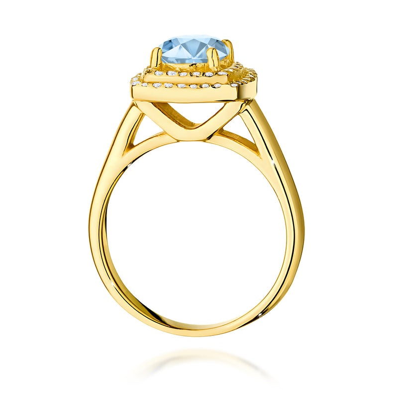 Inel Aur 14K cu Diamante Albastre de Laborator 1.28 ct, imaginea 3 din 12