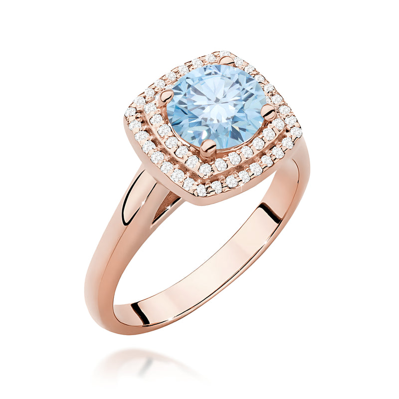 Inel Aur 14K cu Diamante Albastre de Laborator 1.28 ct, imaginea 5 din 12