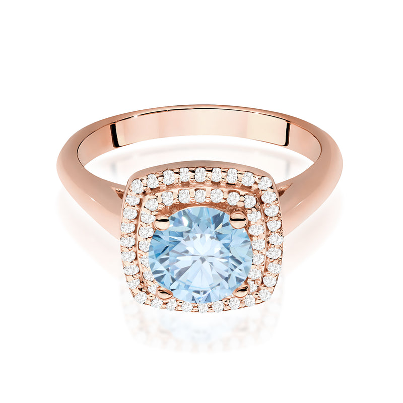 Inel Aur 14K cu Diamante Albastre de Laborator 1.28 ct, imaginea 6 din 12
