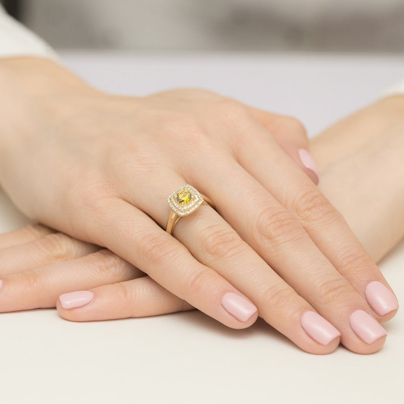 Inel Aur 14K cu Diamante Galbene de Laborator 0.78 ct, imaginea 4 din 12