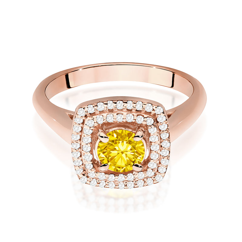 Inel Aur 14K cu Diamante Galbene de Laborator 0.78 ct, imaginea 6 din 12