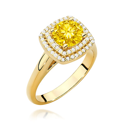 Inel Aur 14K cu Diamante Galbene de Laborator 1.28 ct