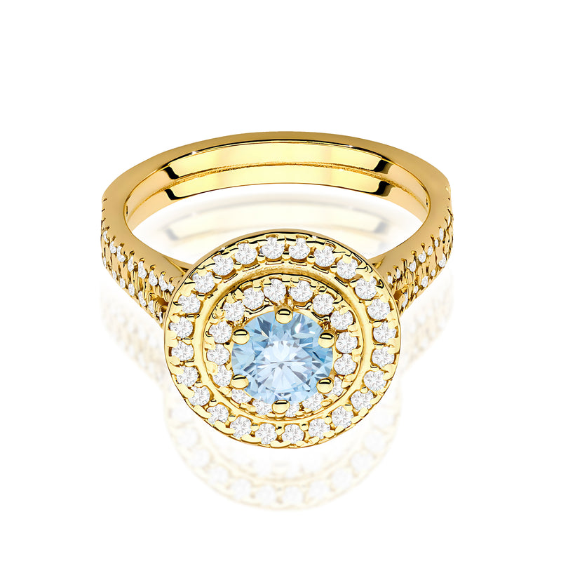 Inel Aur 14K cu Diamante Albastre de Laborator 1.11 ct, imaginea 2 din 12