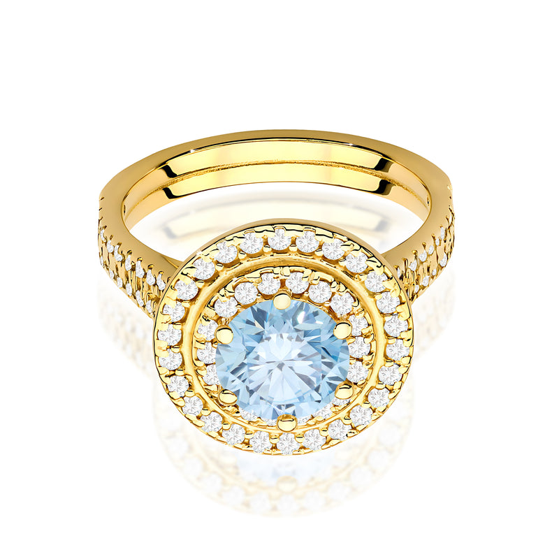 Inel Aur 14K cu Diamante Albastre de Laborator 1.63 ct, imaginea 2 din 12
